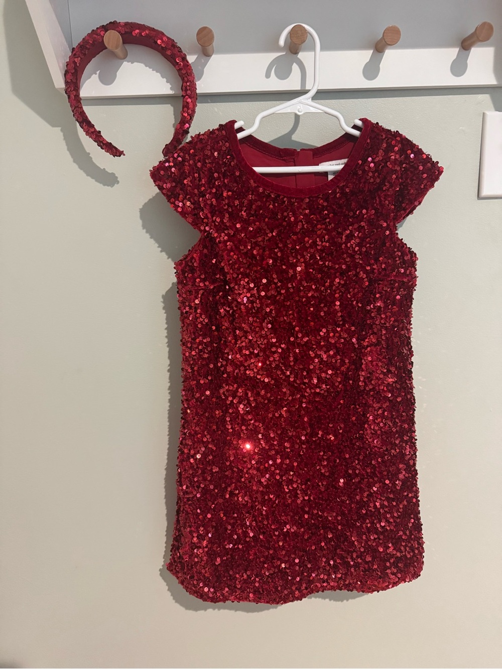 Red Sequin Party Dress for Girls - Sparkle Headband Included